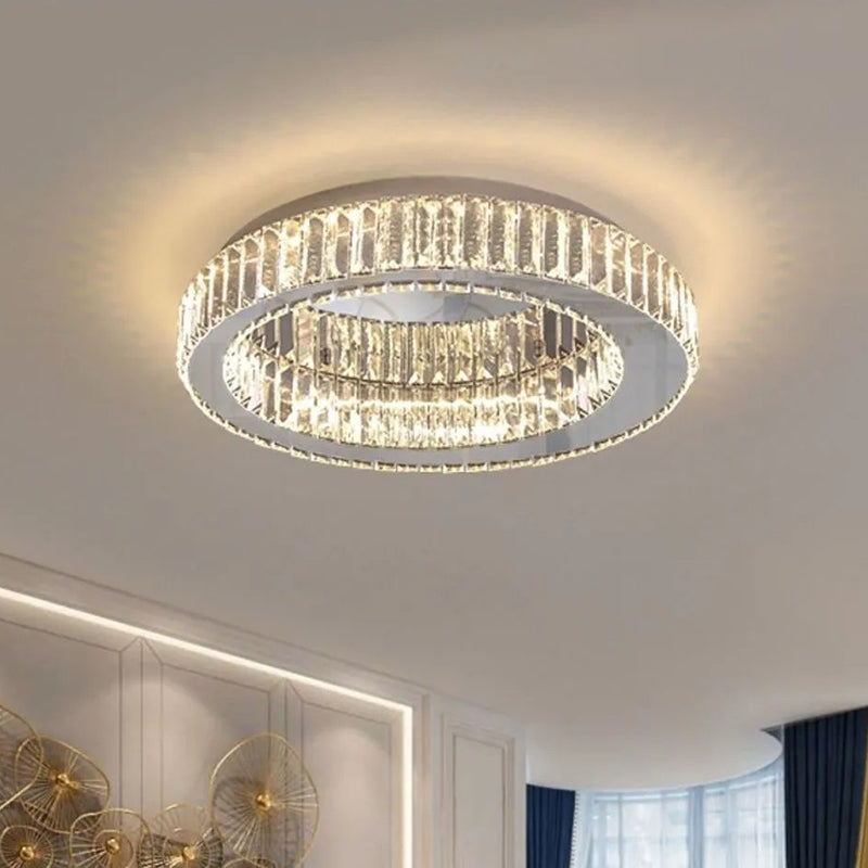 Round Flush Mount Ceiling Light Fixture Contemporary Crystal Ceiling Light Fixtures Chrome Clearhalo 'Ceiling Lights' 'Close To Ceiling Lights' 'Lighting' 2605957