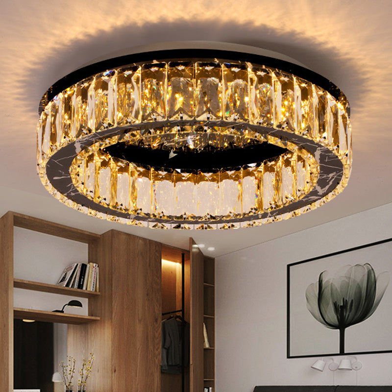Round Flush Mount Ceiling Light Fixture Contemporary Crystal Ceiling Light Fixtures Black 16" Clearhalo 'Ceiling Lights' 'Close To Ceiling Lights' 'Lighting' 2605958