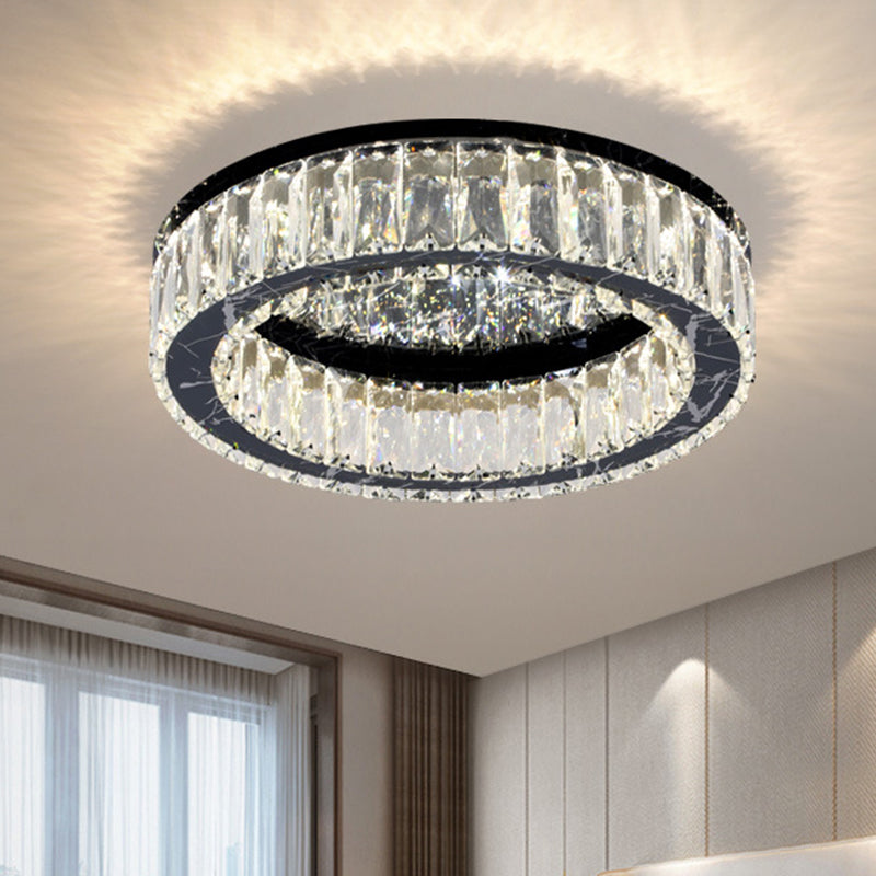 Round Flush Mount Ceiling Light Fixture Contemporary Crystal Ceiling Light Fixtures Black 19.5" Clearhalo 'Ceiling Lights' 'Close To Ceiling Lights' 'Lighting' 2605961
