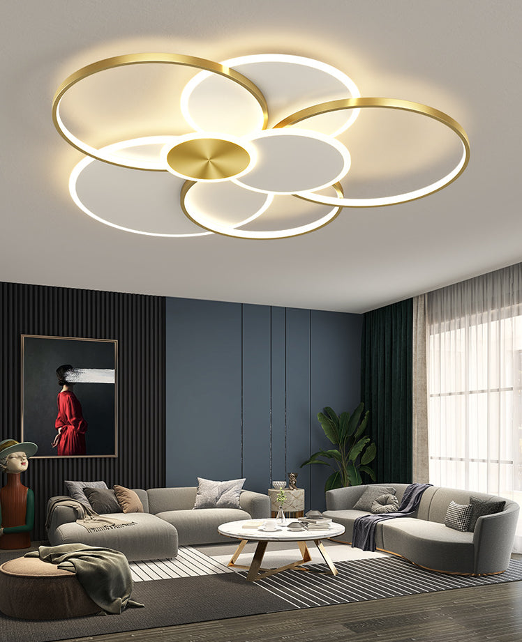 Multi-Ring Flush Mount Ceiling Light Fixtures Modern Metal Ceiling Mount Chandelier for Living Room Clearhalo 'Ceiling Lights' 'Close To Ceiling Lights' 'Lighting' 2605977