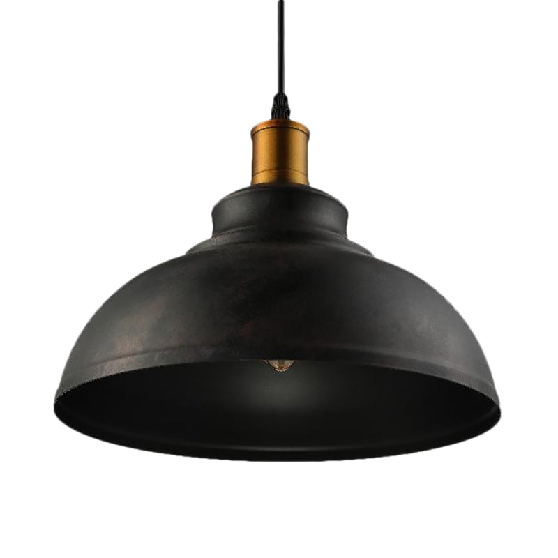 Black/White 1 Bulb Hanging Fixture Retro Metal Dome Shade Ceiling Pendant with Adjustable Cord, 12"/14"/16" W Clearhalo 'Art Deco Pendants' 'Black' 'Cast Iron' 'Ceiling Lights' 'Ceramic' 'Crystal' 'Industrial Pendants' 'Industrial' 'Metal' 'Middle Century Pendants' 'Pendant Lights' 'Pendants' 'Rustic Pendants' 'Tiffany' Lighting' 2606