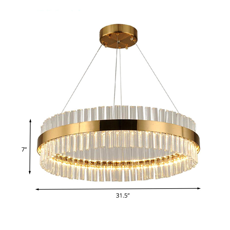 Circular Chandelier Light Postmodern Crystal Rod Gold LED Hanging Ceiling Light, 16"/19.5"/23.5" Wide Clearhalo 'Ceiling Lights' 'Chandeliers' 'Modern Chandeliers' 'Modern' Lighting' 260646