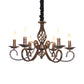 6 Lights Swirled Arm Chandelier Lamp Vintage Bronze Metal Suspension Lighting Fixture for Dining Room Clearhalo 'Ceiling Lights' 'Chandeliers' Lighting' options 260787