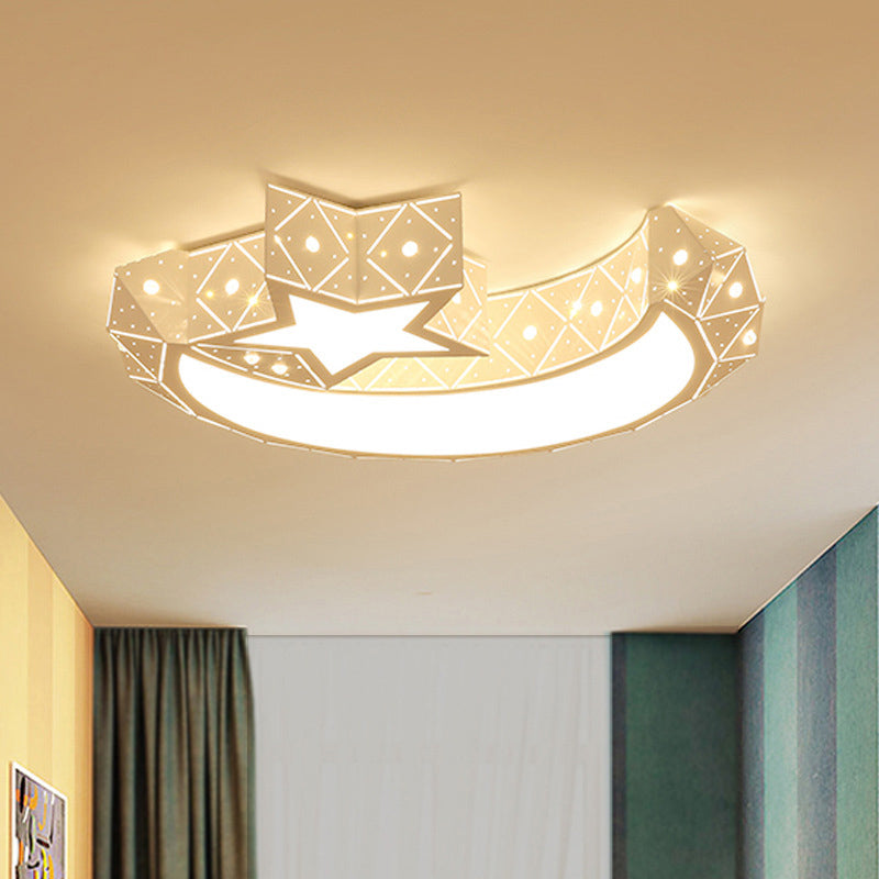 18"/23.5" Wide Stars Moon Flush Mount Light Modern Acrylic LED White Flush Ceiling Light in White/3 Color Light White Clearhalo 'Ceiling Lights' 'Close To Ceiling Lights' 'Close to ceiling' 'Flush mount' Lighting' 260929