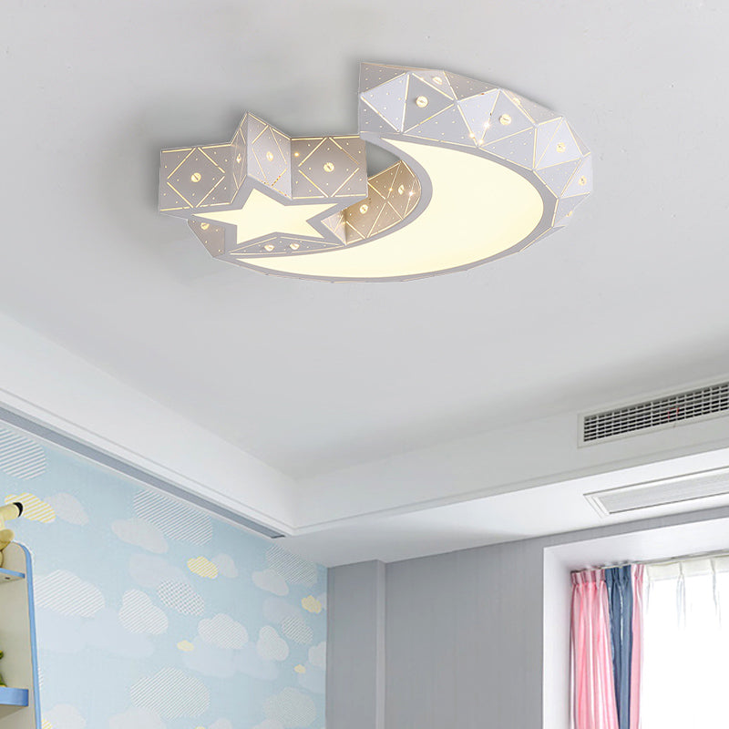 18"/23.5" Wide Stars Moon Flush Mount Light Modern Acrylic LED White Flush Ceiling Light in White/3 Color Light Clearhalo 'Ceiling Lights' 'Close To Ceiling Lights' 'Close to ceiling' 'Flush mount' Lighting' 260930