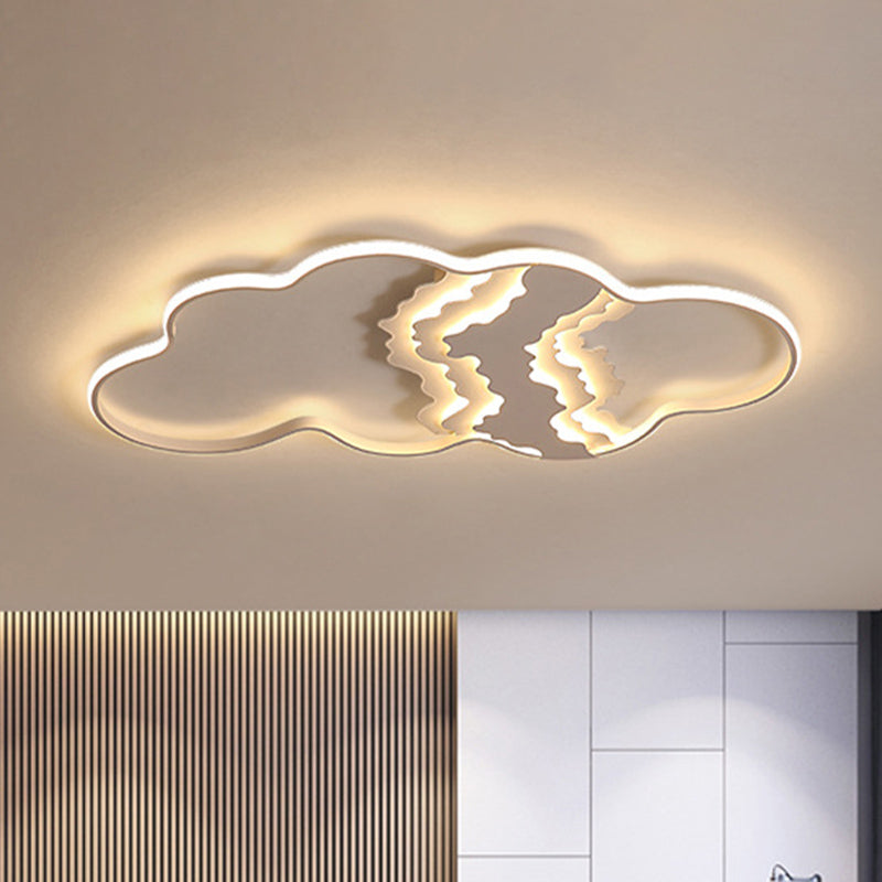 Modern Style Cloud Flush Mount Fixture Metal LED Living Room White Flushmount Lighting, Warm/White Light White Clearhalo 'Ceiling Lights' 'Close To Ceiling Lights' 'Close to ceiling' 'Flush mount' Lighting' 260935
