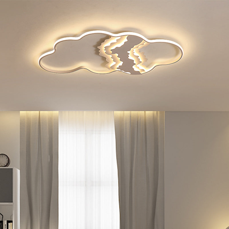 Modern Style Cloud Flush Mount Fixture Metal LED Living Room White Flushmount Lighting, Warm/White Light Clearhalo 'Ceiling Lights' 'Close To Ceiling Lights' 'Close to ceiling' 'Flush mount' Lighting' 260936