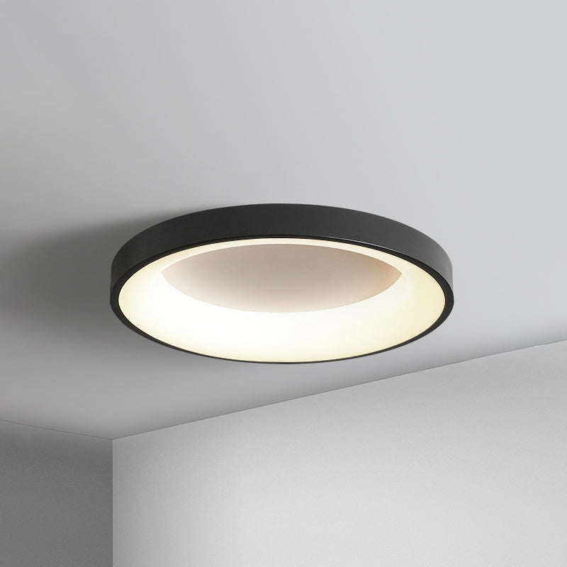 Metal Circular Flush mount Ceiling Lamp Nordic Style LED Flush Mount Lighting for Bedroom Black 19" Clearhalo 'Ceiling Lights' 'Close To Ceiling Lights' 'Lighting' 2609772