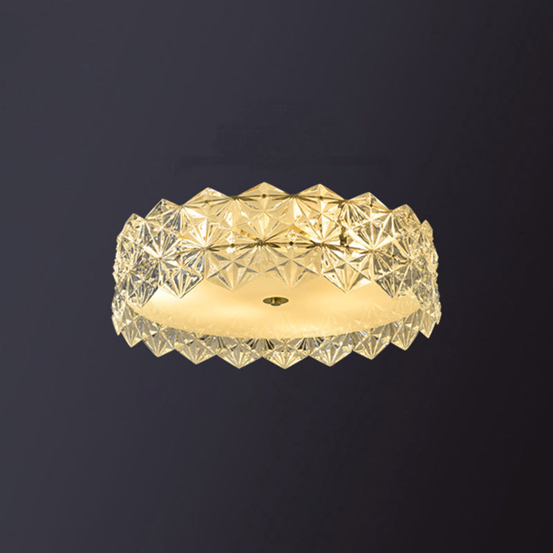 Geometric Crystal Circular Flushmount Ceiling Lamp Modern Style Gold Flush Mount Lighting for Bedroom Gold 23.5" Clearhalo 'Ceiling Lights' 'Close To Ceiling Lights' 'Lighting' 2609819