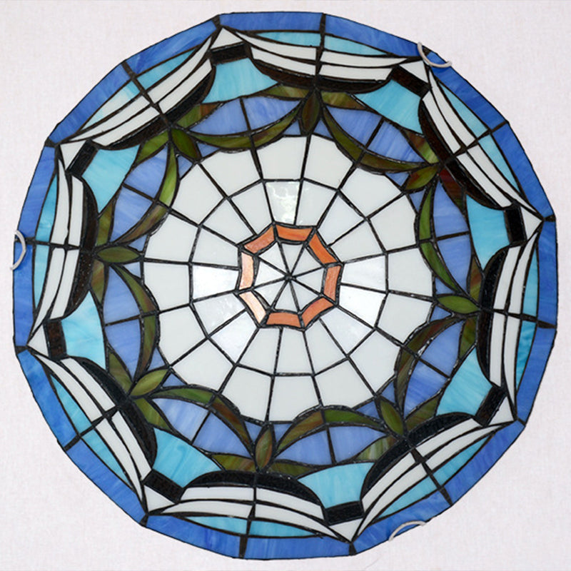 Tiffany Style Dome Flush Ceiling Light Hand Rolled Art Glass Ceiling Light for Bedroom Clearhalo 'Ceiling Lights' 'Close To Ceiling Lights' 'Lighting' 2609875