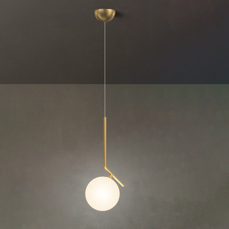 Mid-Century Design Globe Hanging Lamp Opal Frosted Glass Shade 1 Light Pendant Light Clearhalo 'Ceiling Lights' 'Modern Pendants' 'Modern' 'Pendant Lights' 'Pendants' Lighting' 2609918