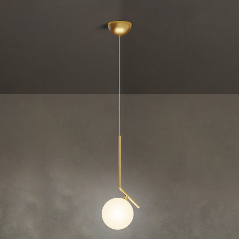 Mid-Century Design Globe Hanging Lamp Opal Frosted Glass Shade 1 Light Pendant Light Clearhalo 'Ceiling Lights' 'Modern Pendants' 'Modern' 'Pendant Lights' 'Pendants' Lighting' 2609923
