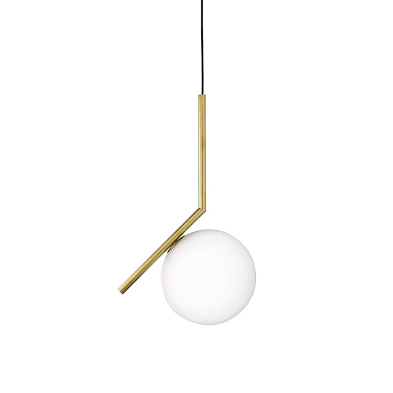 Mid-Century Design Globe Hanging Lamp Opal Frosted Glass Shade 1 Light Pendant Light Clearhalo 'Ceiling Lights' 'Modern Pendants' 'Modern' 'Pendant Lights' 'Pendants' Lighting' 2609924