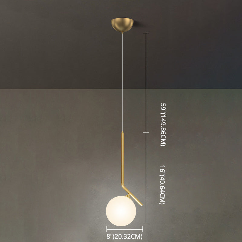 Mid-Century Design Globe Hanging Lamp Opal Frosted Glass Shade 1 Light Pendant Light Clearhalo 'Ceiling Lights' 'Modern Pendants' 'Modern' 'Pendant Lights' 'Pendants' Lighting' 2609926