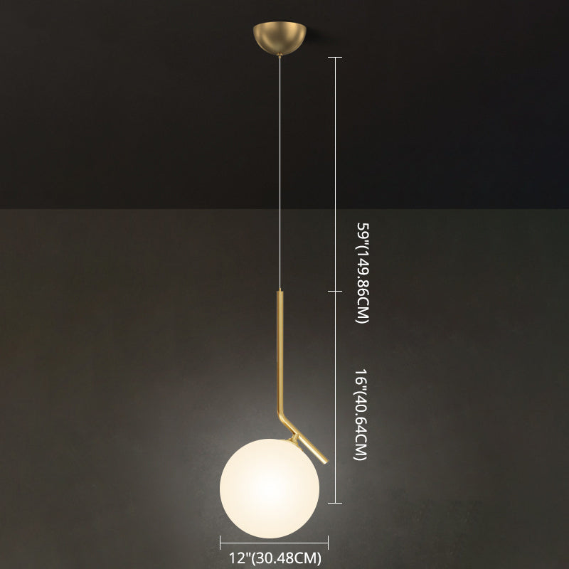 Mid-Century Design Globe Hanging Lamp Opal Frosted Glass Shade 1 Light Pendant Light Clearhalo 'Ceiling Lights' 'Modern Pendants' 'Modern' 'Pendant Lights' 'Pendants' Lighting' 2609927