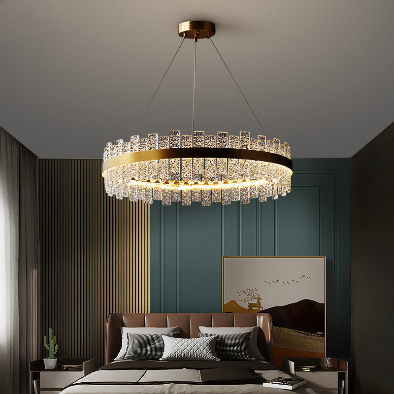 Art Deco Chandelier Gold Metal Crystal Round LED Pendant Lamp Best Lighting for Living Room Clearhalo 'Ceiling Lights' 'Pendant Lights' 'Pendants' Lighting' 2609941