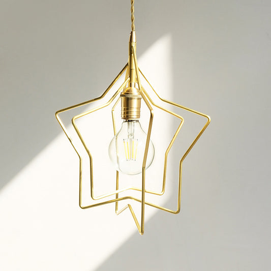 Stars Shape Shade Metal Pendant Lighting Retro Gold 1 Light Restaurant Hanging Lamp Clearhalo 'Ceiling Lights' 'Pendant Lights' 'Pendants' Lighting' 2609954