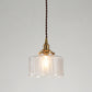 Brass 1 Light Ceiling Light Retro Cylindrical Glass Shade Living Room Small Hanging Lamp Clearhalo 'Ceiling Lights' 'Industrial Pendants' 'Industrial' 'Middle Century Pendants' 'Pendant Lights' 'Pendants' 'Tiffany' Lighting' 2609957