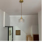 Brass 1 Light Ceiling Light Retro Cylindrical Glass Shade Living Room Small Hanging Lamp Clearhalo 'Ceiling Lights' 'Industrial Pendants' 'Industrial' 'Middle Century Pendants' 'Pendant Lights' 'Pendants' 'Tiffany' Lighting' 2609963