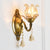 Clear Glass Flower Wall Mounted Light Modern 1/2 Heads Brass Sconce Light with Crystal Drop - 1.0 - Brass - Clearhalo - 'Modern wall lights' - 'Modern' - 'Wall Lamps & Sconces' - 'Wall Lights' - Lighting' - 261006