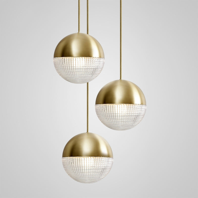 Metal 1-Light Pendant Light Mid-Century Modern Spherical Prismatic Glass Hanging Lamp Clearhalo 'Ceiling Lights' 'Modern Pendants' 'Modern' 'Pendant Lights' 'Pendants' Lighting' 2610118