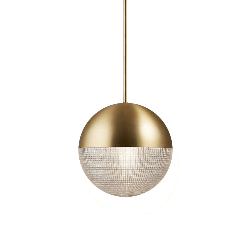 Metal 1-Light Pendant Light Mid-Century Modern Spherical Prismatic Glass Hanging Lamp Clearhalo 'Ceiling Lights' 'Modern Pendants' 'Modern' 'Pendant Lights' 'Pendants' Lighting' 2610124