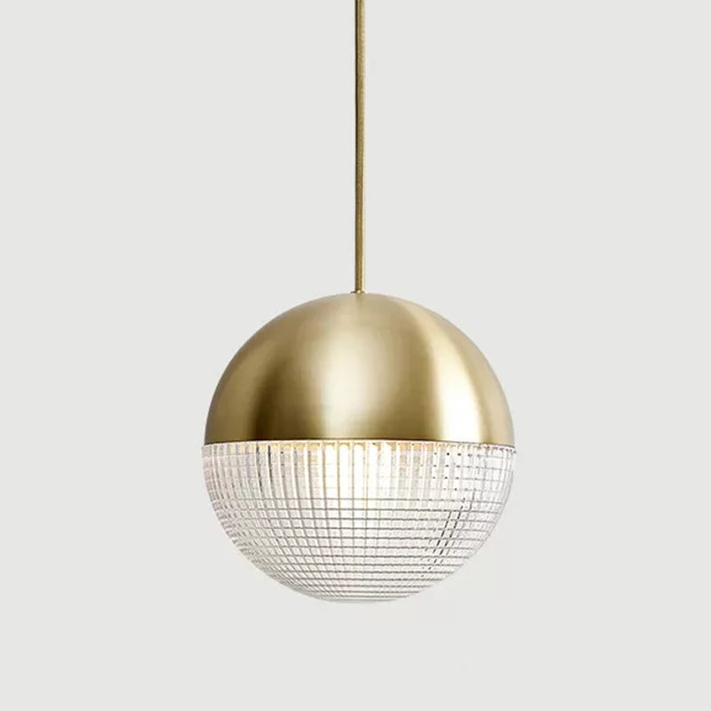 Metal 1-Light Pendant Light Mid-Century Modern Spherical Prismatic Glass Hanging Lamp Clearhalo 'Ceiling Lights' 'Modern Pendants' 'Modern' 'Pendant Lights' 'Pendants' Lighting' 2610125
