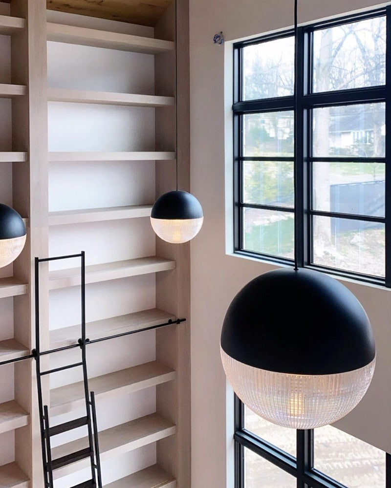 Metal 1-Light Pendant Light Mid-Century Modern Spherical Prismatic Glass Hanging Lamp Clearhalo 'Ceiling Lights' 'Modern Pendants' 'Modern' 'Pendant Lights' 'Pendants' Lighting' 2610131