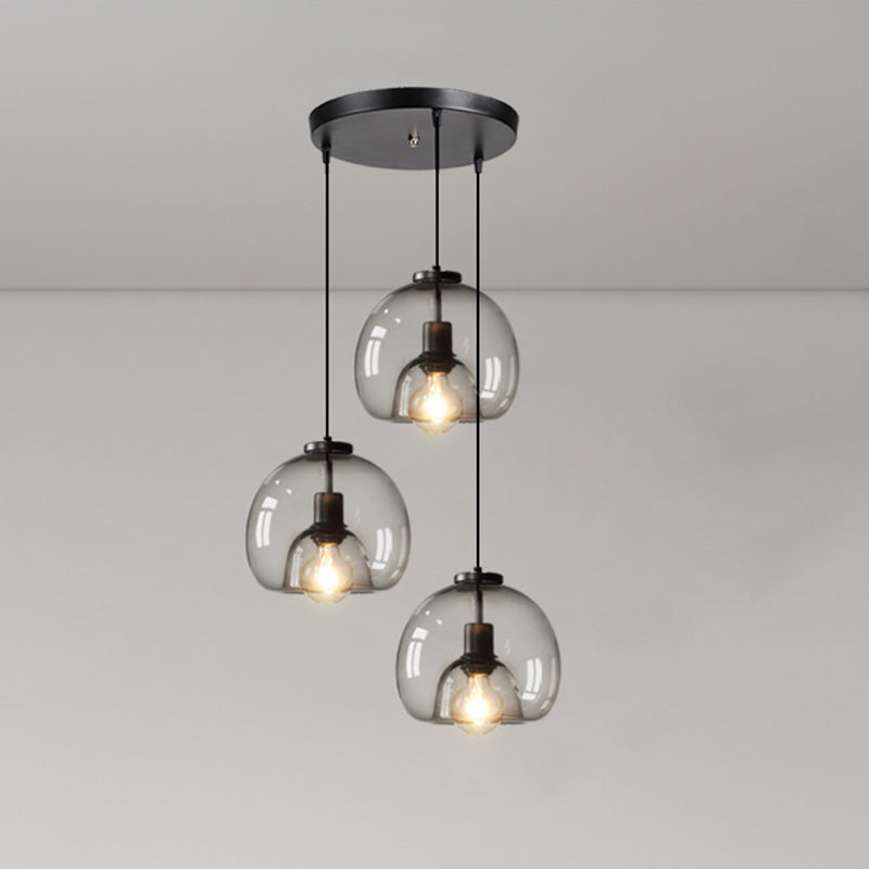 Black Spherical Pendant Light Modern Minimalist Clear Glass Dining Room Hanging Lamp Clearhalo 'Ceiling Lights' 'Pendant Lights' 'Pendants' Lighting' 2610134