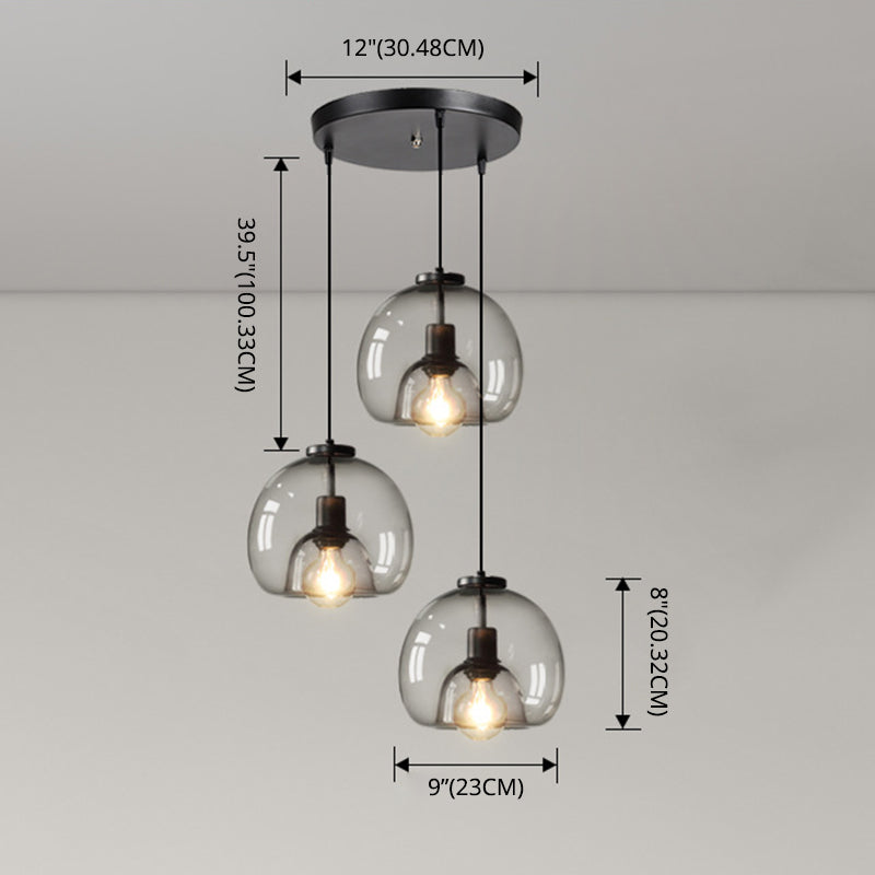 Black Spherical Pendant Light Modern Minimalist Clear Glass Dining Room Hanging Lamp Clearhalo 'Ceiling Lights' 'Pendant Lights' 'Pendants' Lighting' 2610141