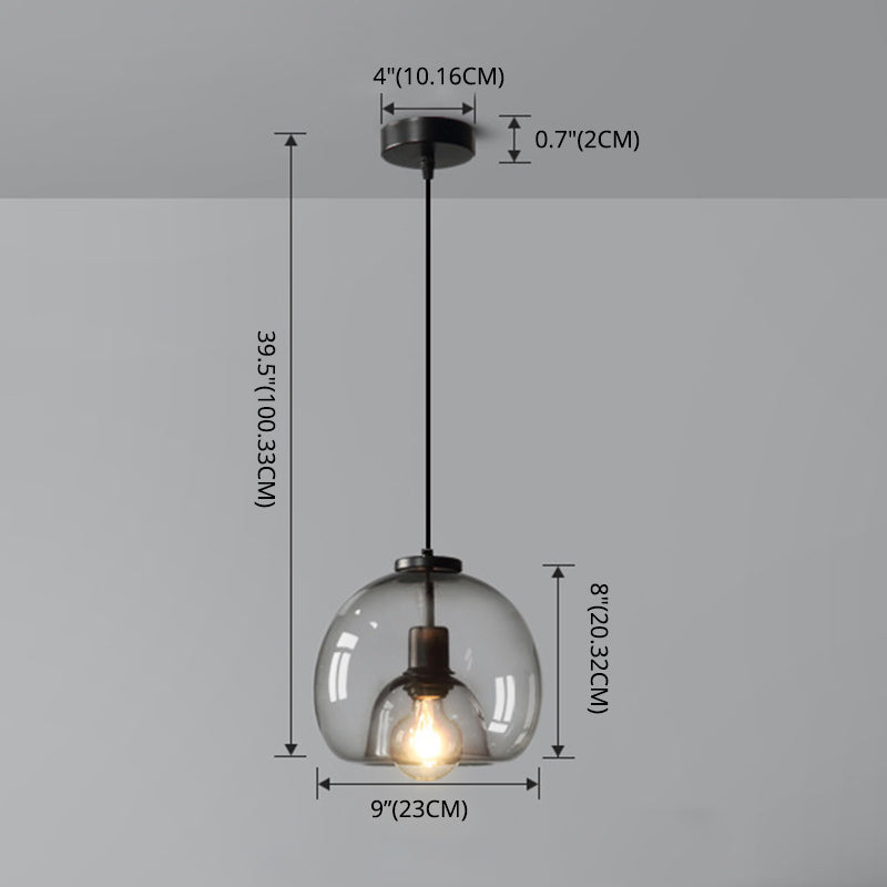 Black Spherical Pendant Light Modern Minimalist Clear Glass Dining Room Hanging Lamp Clearhalo 'Ceiling Lights' 'Pendant Lights' 'Pendants' Lighting' 2610142