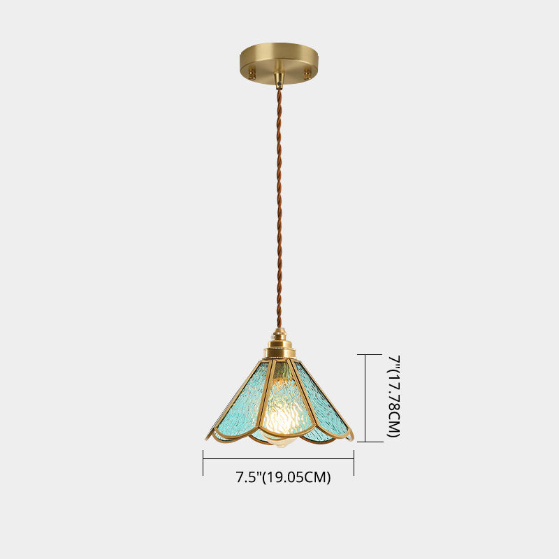 Icy Clear Glass Shade Hanging Lamp 1 Light Tiffany-Style Pendant Light Fixture for Bedroom Clearhalo 'Ceiling Lights' 'Pendant Lights' 'Pendants' Lighting' 2610207