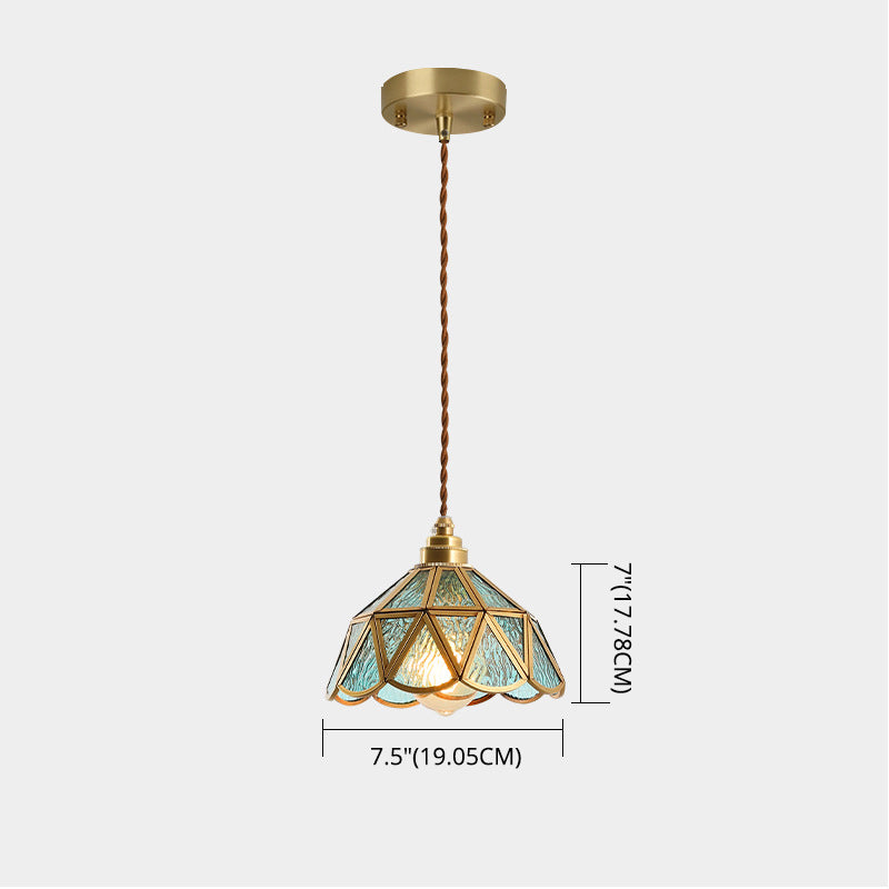 Icy Clear Glass Shade Hanging Lamp 1 Light Tiffany-Style Pendant Light Fixture for Bedroom Clearhalo 'Ceiling Lights' 'Pendant Lights' 'Pendants' Lighting' 2610209