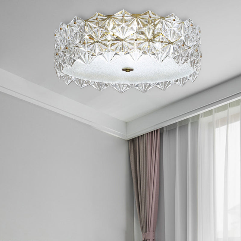 16"/23.5" W Round Clear Crystal Flush Ceiling Light Contemporary 1 Light Bedroom Flush Mount Lighting Clear Clearhalo 'Ceiling Lights' 'Close To Ceiling Lights' 'Close to ceiling' 'Flush mount' Lighting' 261024