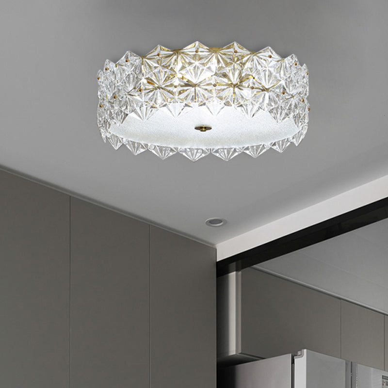 16"/23.5" W Round Clear Crystal Flush Ceiling Light Contemporary 1 Light Bedroom Flush Mount Lighting Clearhalo 'Ceiling Lights' 'Close To Ceiling Lights' 'Close to ceiling' 'Flush mount' Lighting' 261025