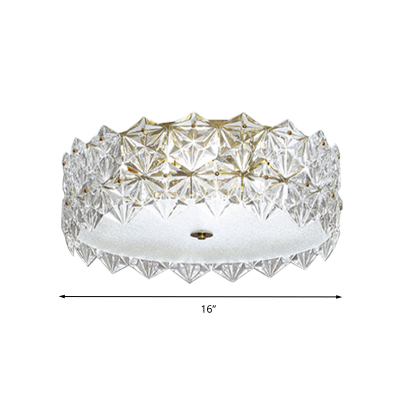 16"/23.5" W Round Clear Crystal Flush Ceiling Light Contemporary 1 Light Bedroom Flush Mount Lighting Clearhalo 'Ceiling Lights' 'Close To Ceiling Lights' 'Close to ceiling' 'Flush mount' Lighting' 261029