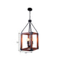 Metal Square Frame Pendant Lighting Fixture Traditional 4 Lights Restaurant Ceiling Chandelier in Dark Wood Clearhalo 'Ceiling Lights' 'Chandeliers' Lighting' options 261036