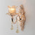 Flower Wall Mounted Light Fixture Modern Prism Glass 1/2 Heads Brass Sconce Light with Crystal Drop Accent