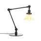 Industrial Style Conic Table Light Amber/Clear Glass and Metal 1 Light Bedroom Table Lamp with Adjustable Arm in Black/Brass Clearhalo 'Lamps' 'Table Lamps' Lighting' 261052