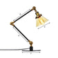 Industrial Style Conic Table Light Amber/Clear Glass and Metal 1 Light Bedroom Table Lamp with Adjustable Arm in Black/Brass Clearhalo 'Lamps' 'Table Lamps' Lighting' 261066