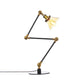 Industrial Style Conic Table Light Amber/Clear Glass and Metal 1 Light Bedroom Table Lamp with Adjustable Arm in Black/Brass Clearhalo 'Lamps' 'Table Lamps' Lighting' 261097