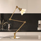 Industrial Style Conic Table Light Amber/Clear Glass and Metal 1 Light Bedroom Table Lamp with Adjustable Arm in Black/Brass Gold Amber B Clearhalo 'Lamps' 'Table Lamps' Lighting' 261103