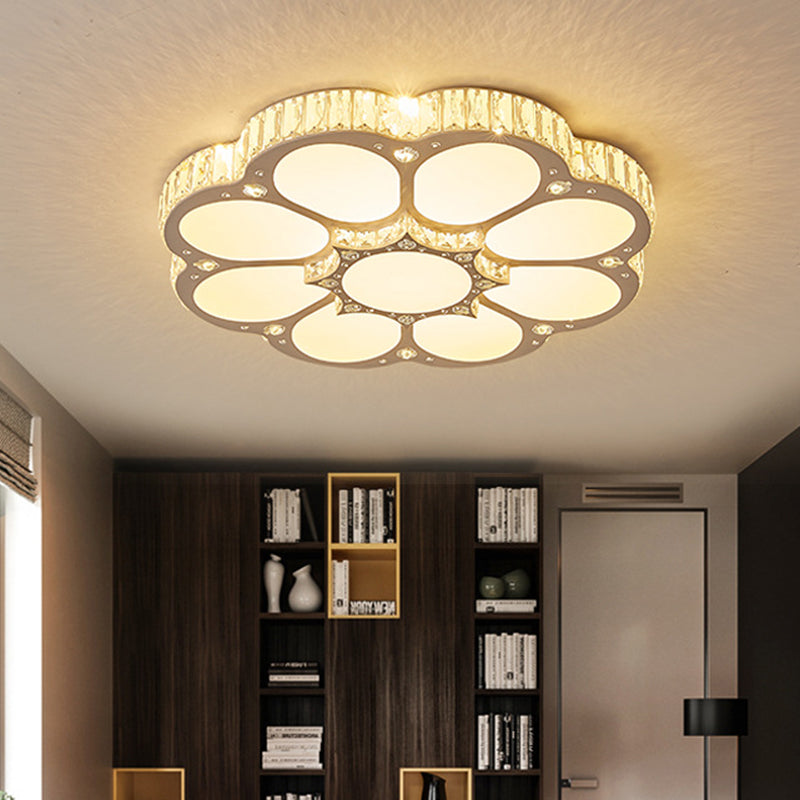 19.5"/23.5“/31.5“ W LED Flush Ceiling Light Modern Petal Crystal Flush Mount Lighting in White for Bedroom White B Clearhalo 'Ceiling Lights' 'Close To Ceiling Lights' 'Close to ceiling' 'Flush mount' Lighting' 261178