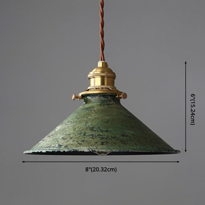 Industrial Wrought Iron Pendant Light 1 Light Metal Railroad Shade Lighting Fixture in Aged Rusty Finish Clearhalo 'Ceiling Lights' 'Pendant Lights' 'Pendants' Lighting' 2611831