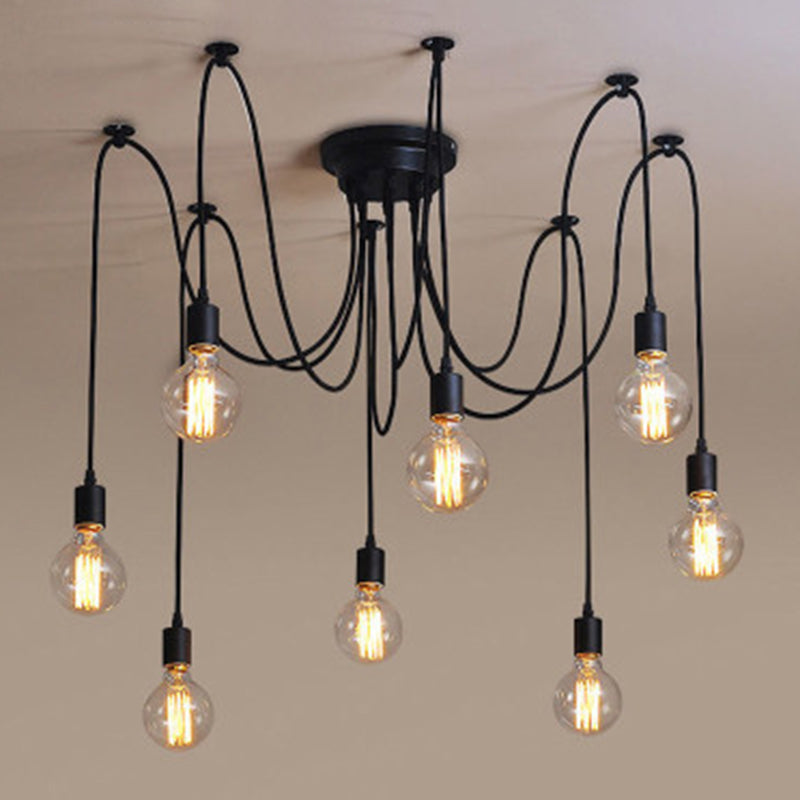 Multi Light Edison Bulb Pendant Industrial Style Black Spider Shape Hanging Lamp for Living Room Restaurant Clearhalo 'Ceiling Lights' 'Pendant Lights' 'Pendants' Lighting' 2611882