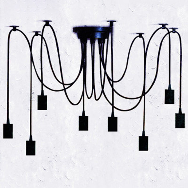 Multi Light Edison Bulb Pendant Industrial Style Black Spider Shape Hanging Lamp for Living Room Restaurant Clearhalo 'Ceiling Lights' 'Pendant Lights' 'Pendants' Lighting' 2611885