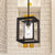 1 Light Suspension Lamp Classic Cylinder Clear Glass Hanging Ceiling Light in Black with Square Frame Black Clearhalo 'Ceiling Lights' 'Glass shade' 'Glass' 'Pendant Lights' 'Pendants' Lighting' 261207