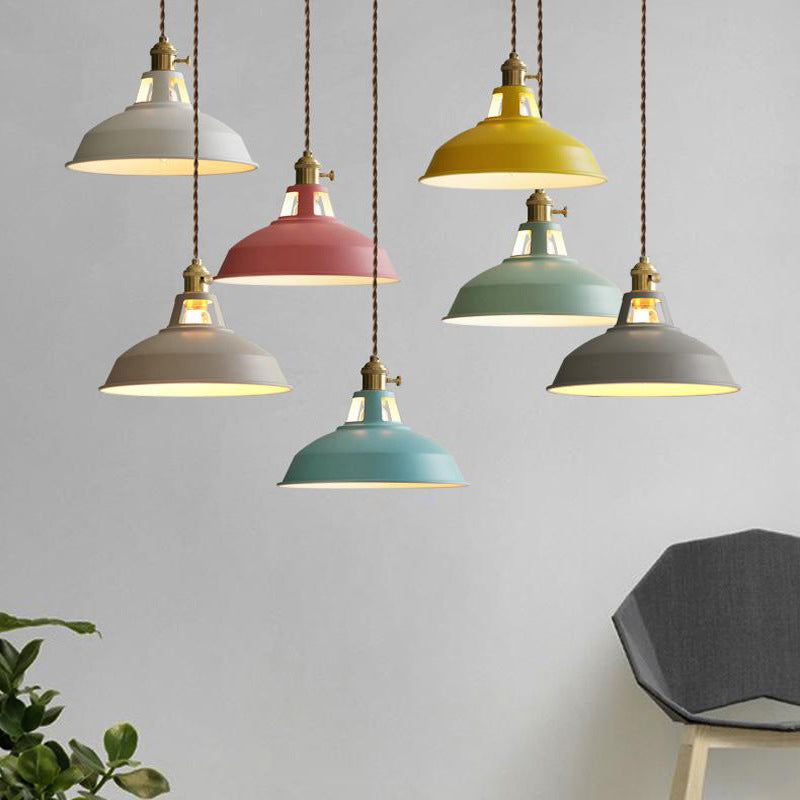 Kitchen Barn Metal Shade Pendant Lamp 1 Light Nordic Style Macaron Colored Hanging Lamp Clearhalo 'Ceiling Lights' 'Pendant Lights' 'Pendants' Lighting' 2612139