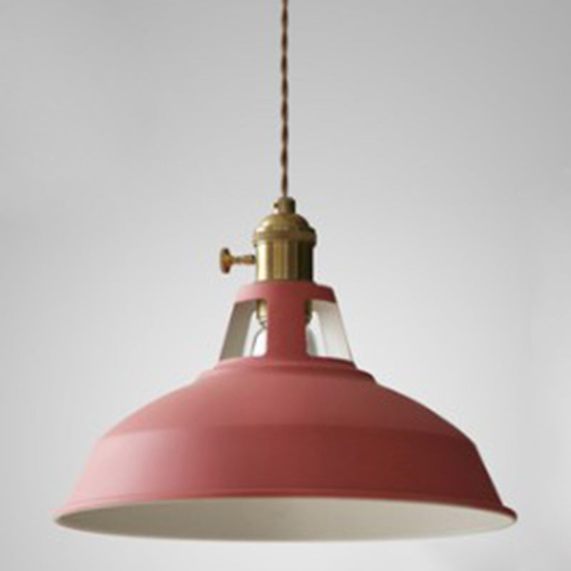 Kitchen Barn Metal Shade Pendant Lamp 1 Light Nordic Style Macaron Colored Hanging Lamp Pink Clearhalo 'Ceiling Lights' 'Pendant Lights' 'Pendants' Lighting' 2612144_1d116f81-c1e0-4986-8a53-1c9266b459fb