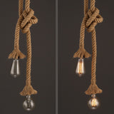 Single Light Hemp Rope Pendant Light Industrial Style Bare Bulb Coffee Shop Decorative Lighting Fixture Clearhalo 2612206